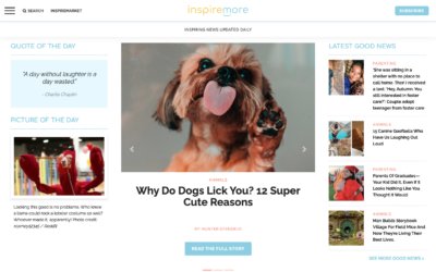 Screenshot of the InspireMore.com website, a previous project we worked on.